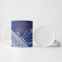 Toa Samoa Rugby Custom Ceramic Mug 40th Anniversary Samoan Siapo Pattern