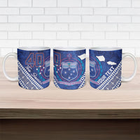 Toa Samoa Rugby Custom Ceramic Mug 40th Anniversary Samoan Siapo Pattern