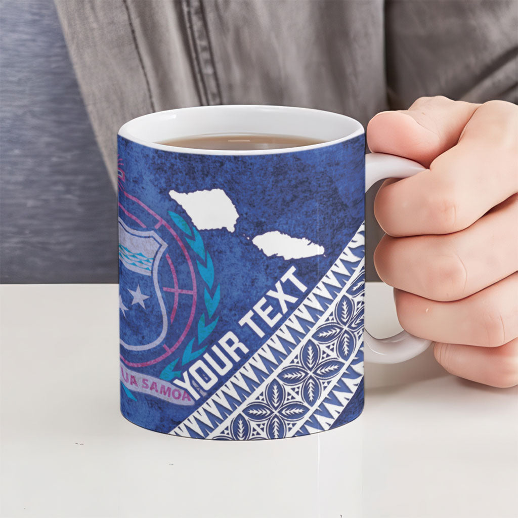 Toa Samoa Rugby Custom Ceramic Mug 40th Anniversary Samoan Siapo Pattern