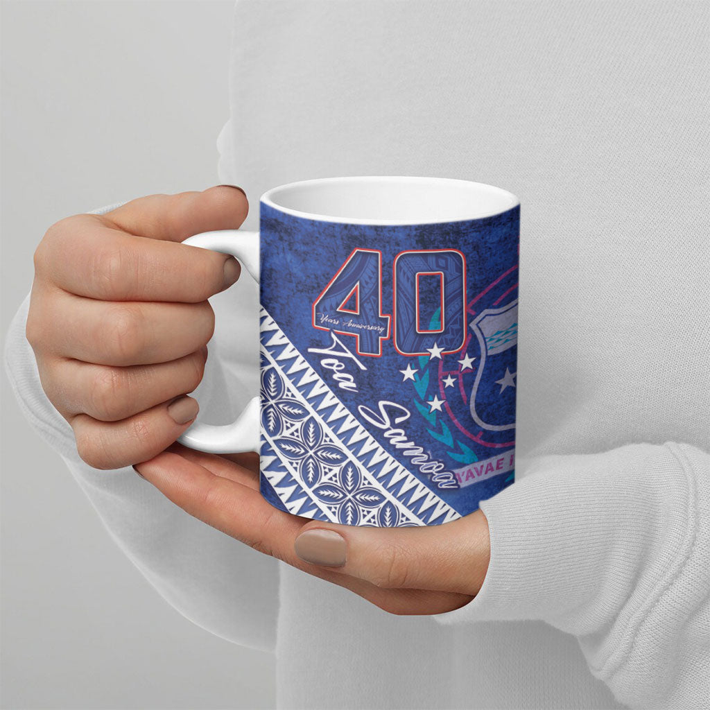 Toa Samoa Rugby Custom Ceramic Mug 40th Anniversary Samoan Siapo Pattern