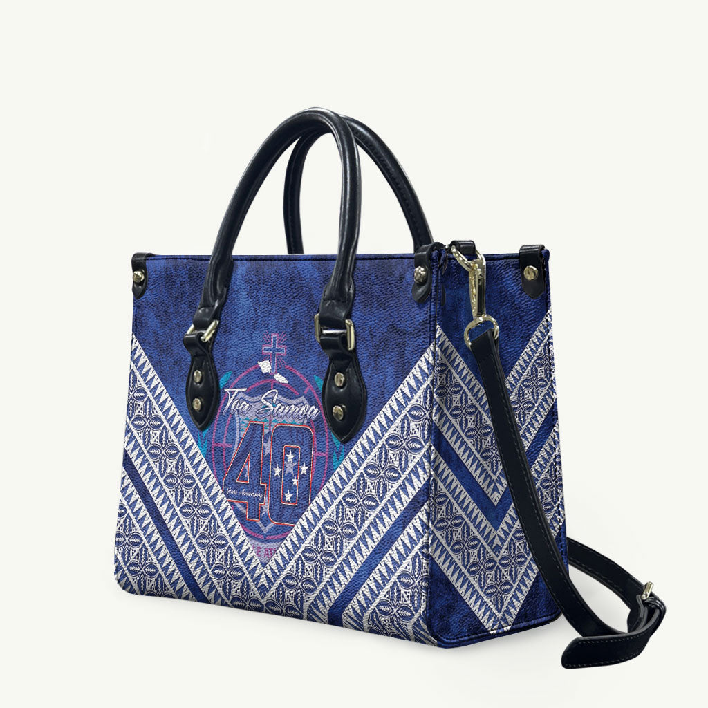 Toa Samoa Rugby Leather Bag 40th Anniversary Samoan Siapo Pattern