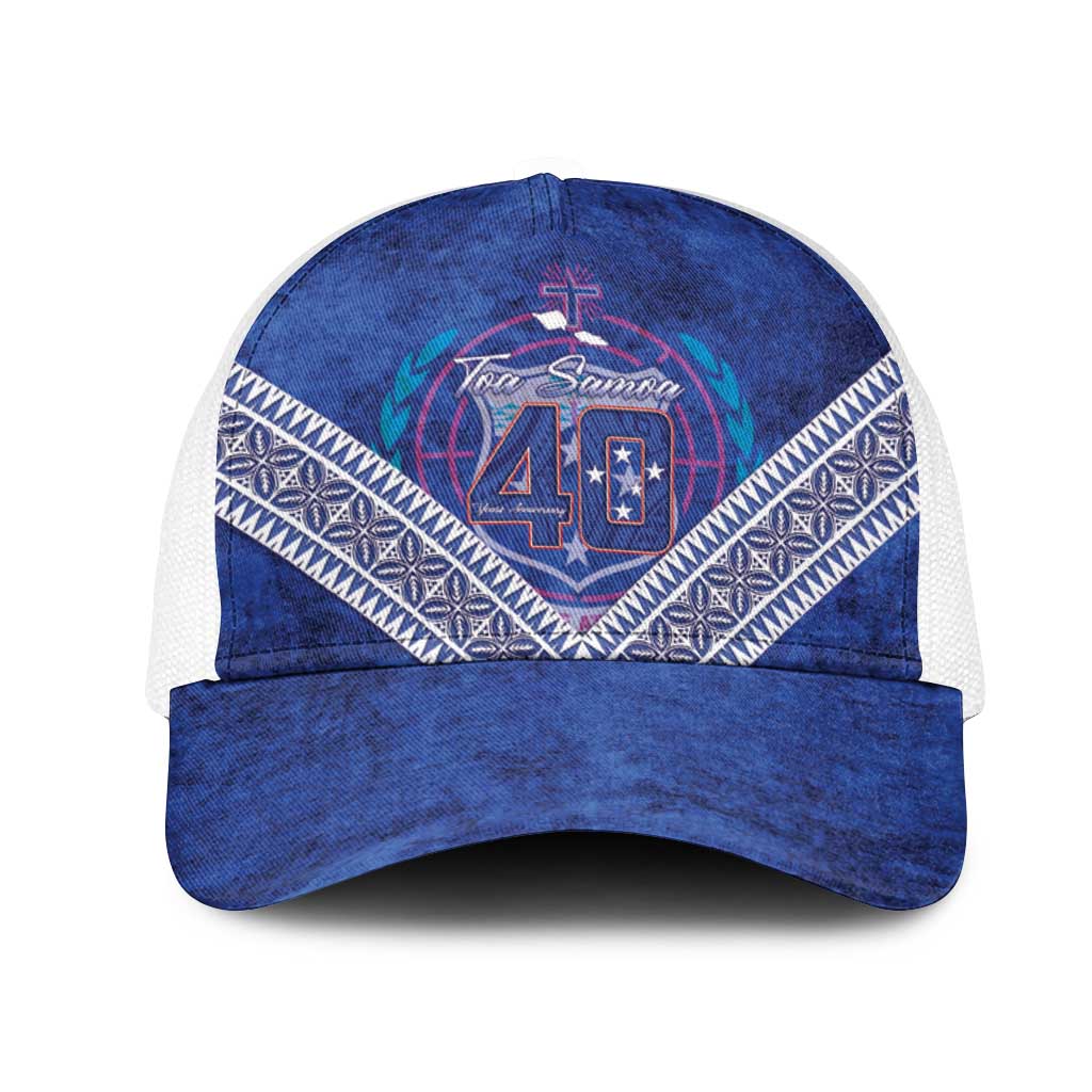 Toa Samoa Rugby Mesh Trucker Cap 40th Anniversary Samoan Siapo Pattern