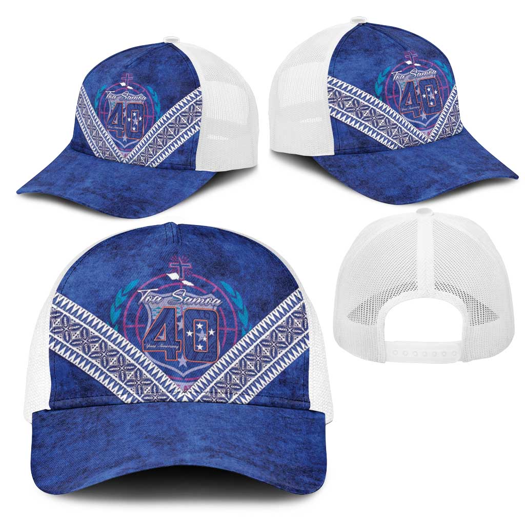 Toa Samoa Rugby Mesh Trucker Cap 40th Anniversary Samoan Siapo Pattern LT14 - Polynesian Pride