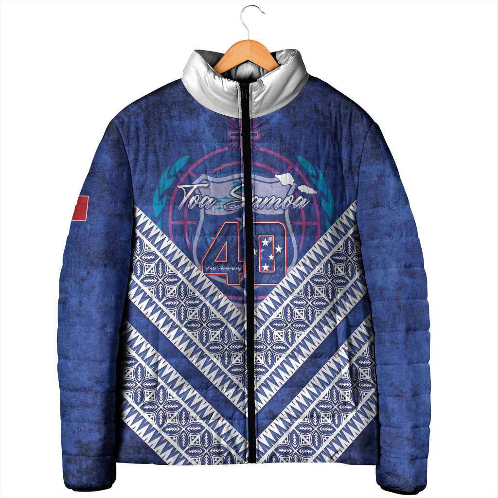 Toa Samoa Rugby Custom Padded Jacket 40th Anniversary Samoan Siapo Pattern