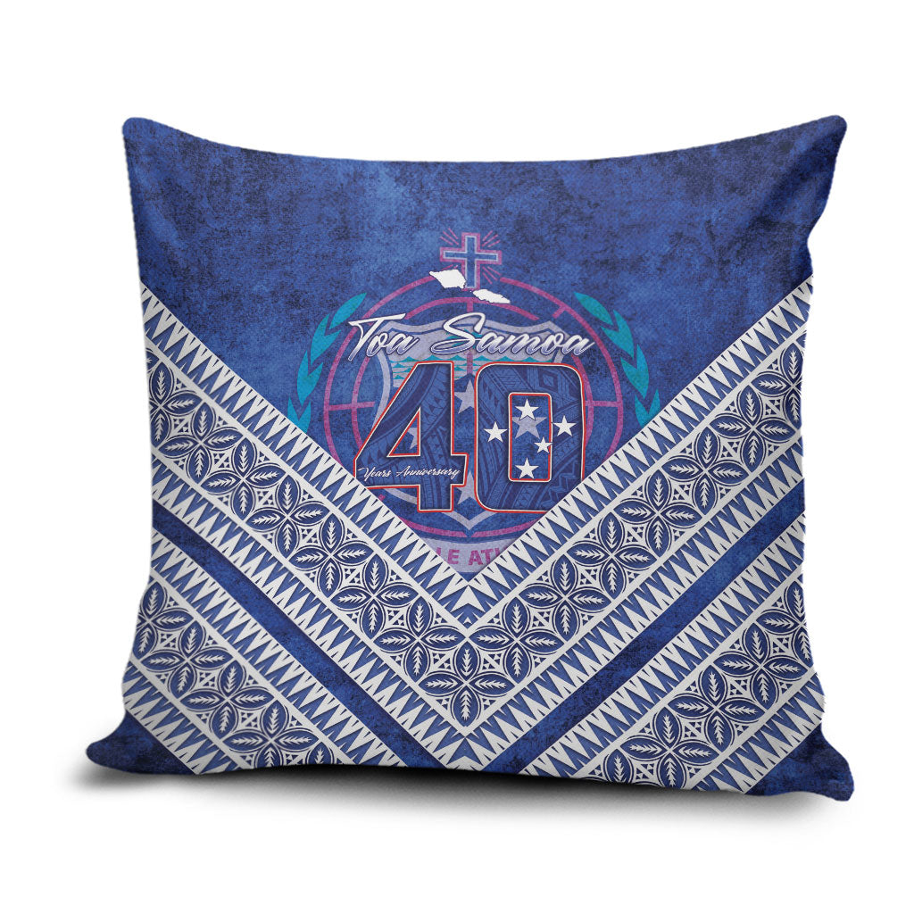 Toa Samoa Rugby Pillow Cover 40th Anniversary Samoan Siapo Pattern