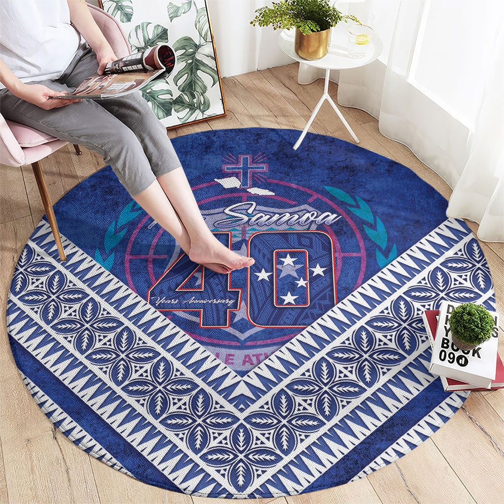 Toa Samoa Rugby Round Carpet 40th Anniversary Samoan Siapo Pattern LT14 - Polynesian Pride