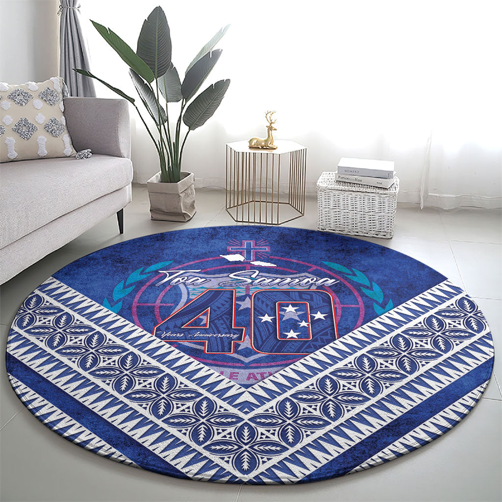 Toa Samoa Rugby Round Carpet 40th Anniversary Samoan Siapo Pattern LT14 - Polynesian Pride