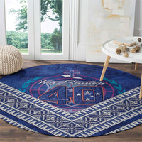 Toa Samoa Rugby Round Carpet 40th Anniversary Samoan Siapo Pattern LT14 - Polynesian Pride
