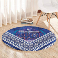 Toa Samoa Rugby Round Carpet 40th Anniversary Samoan Siapo Pattern LT14 - Polynesian Pride
