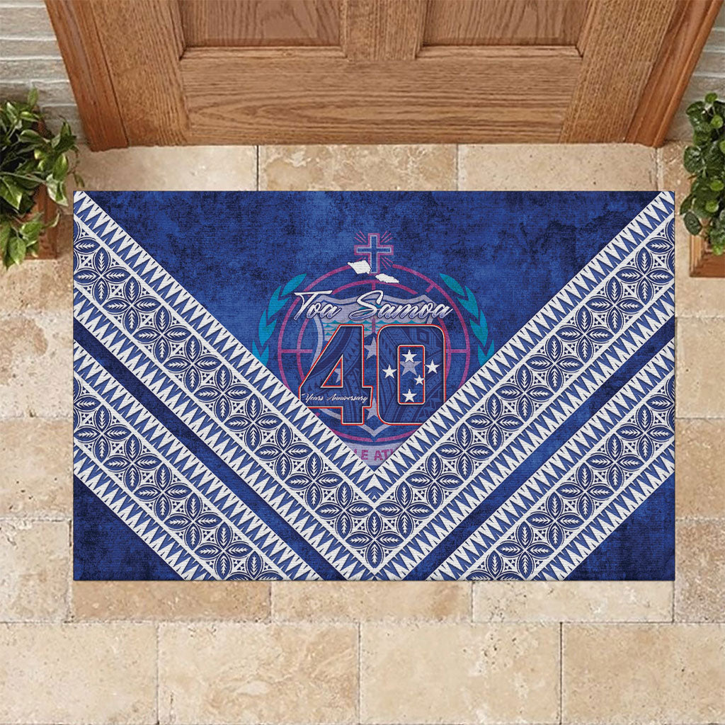 Toa Samoa Rugby Rubber Doormat 40th Anniversary Samoan Siapo Pattern