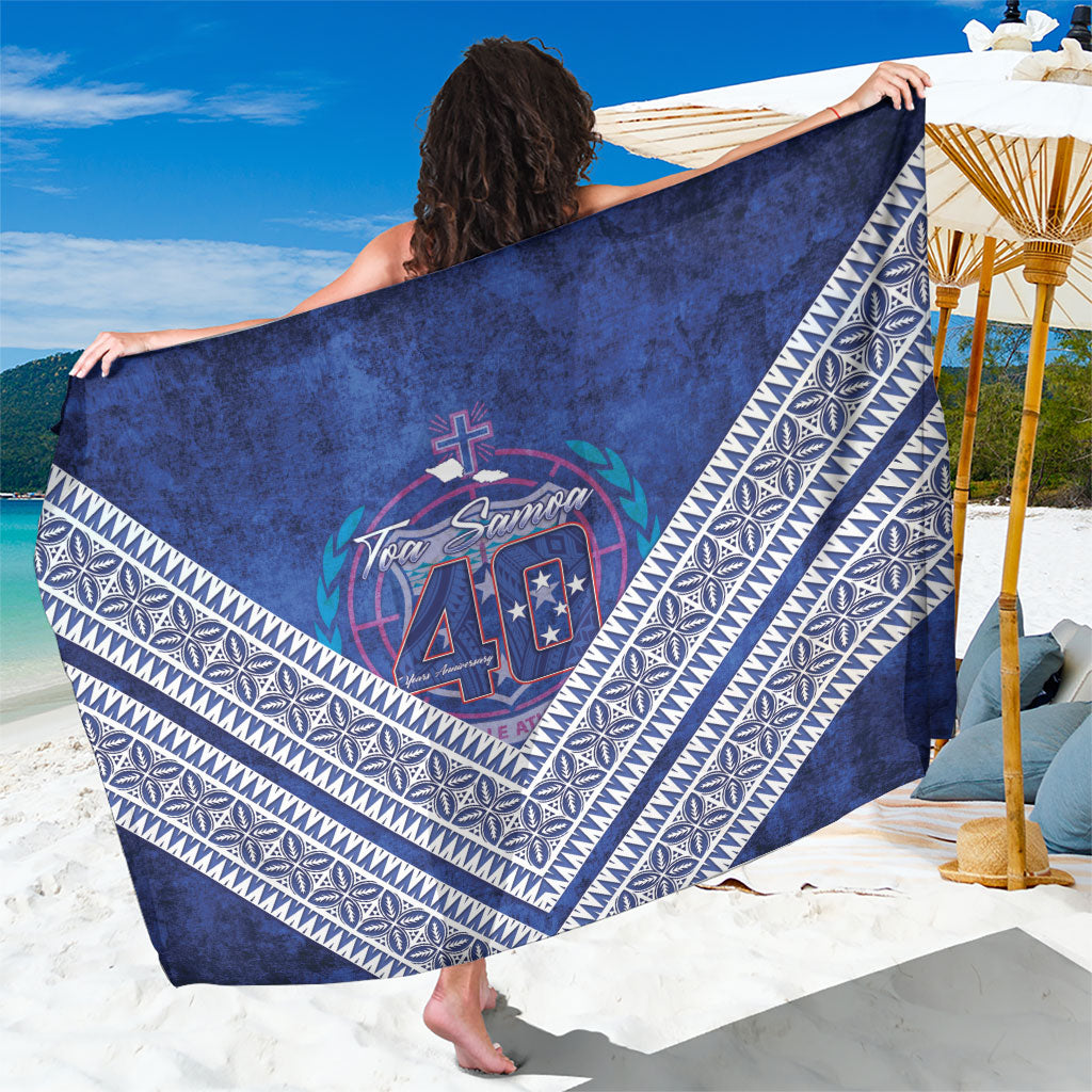 Toa Samoa Rugby Sarong 40th Anniversary Samoan Siapo Pattern LT14 One Size 44 x 66 inches Blue - Polynesian Pride