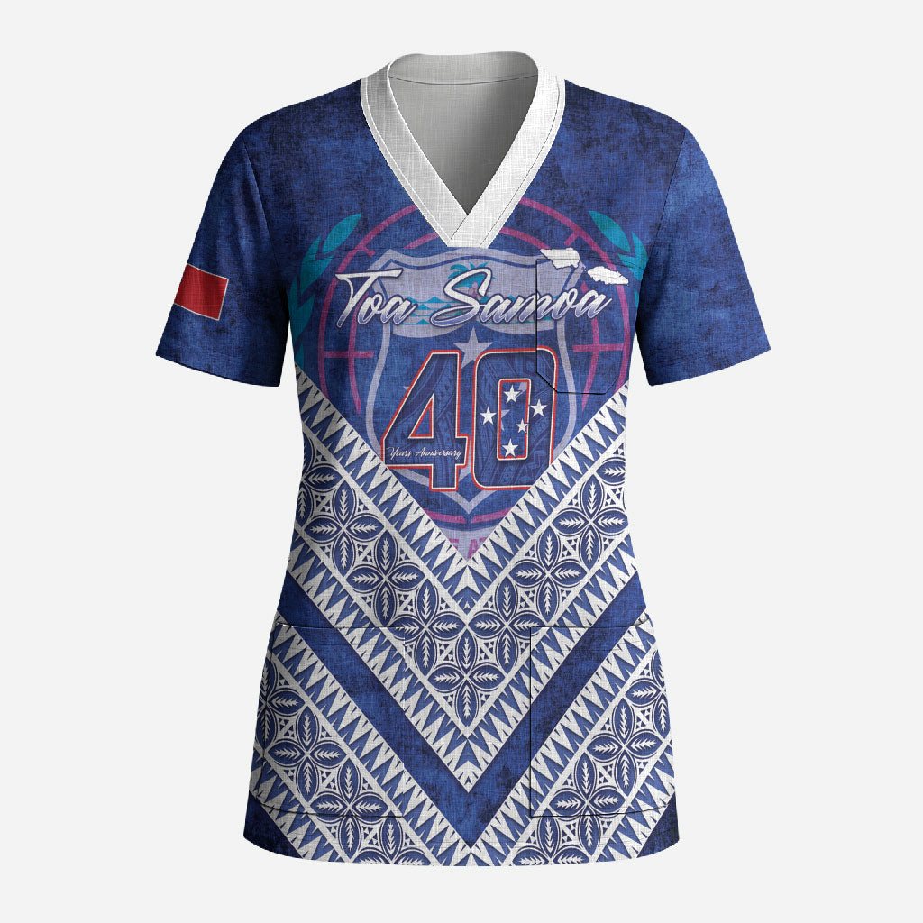 Toa Samoa Rugby Custom Scrub Top 40th Anniversary Samoan Siapo Pattern