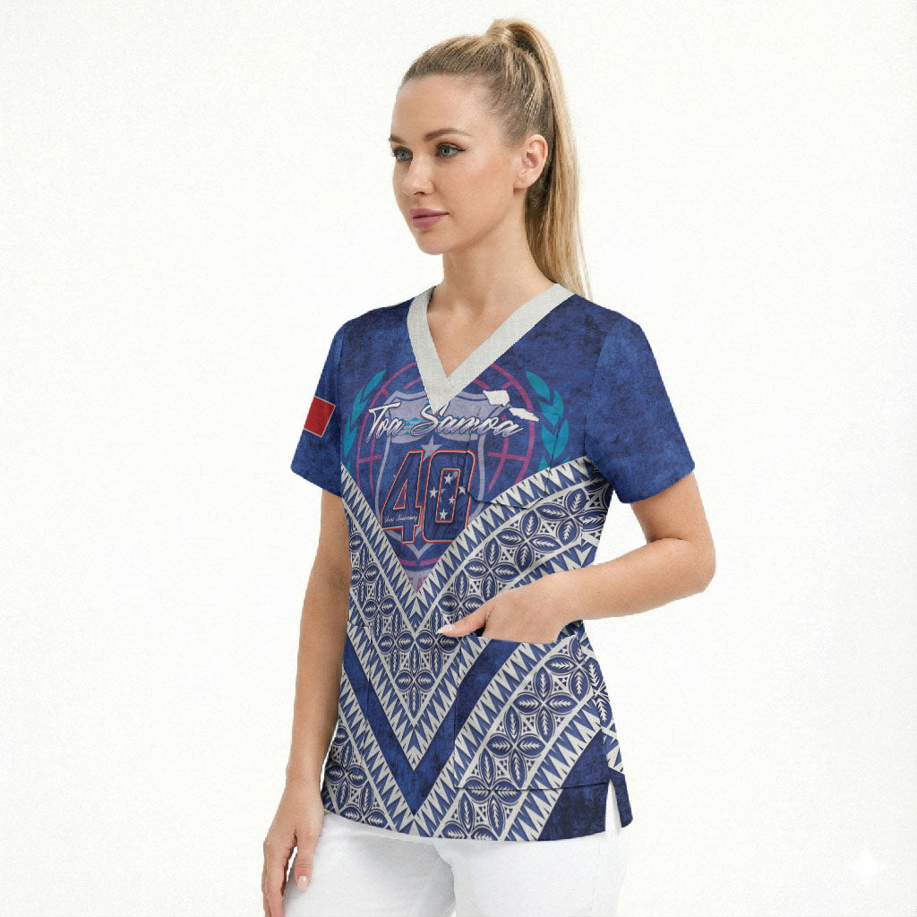 Toa Samoa Rugby Custom Scrub Top 40th Anniversary Samoan Siapo Pattern