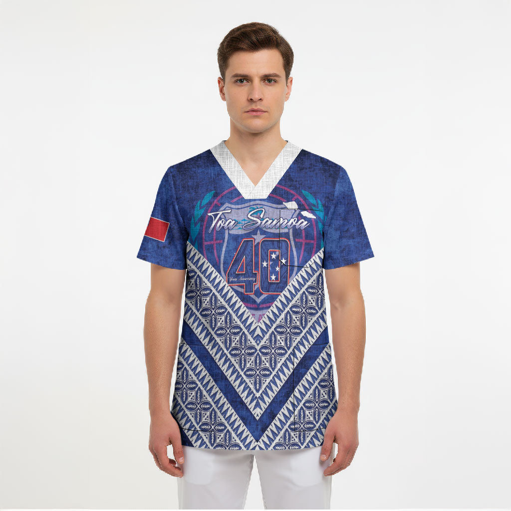 Toa Samoa Rugby Custom Scrub Top 40th Anniversary Samoan Siapo Pattern