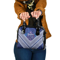 Toa Samoa Rugby Shoulder Handbag 40th Anniversary Samoan Siapo Pattern LT14 One Size Blue - Polynesian Pride