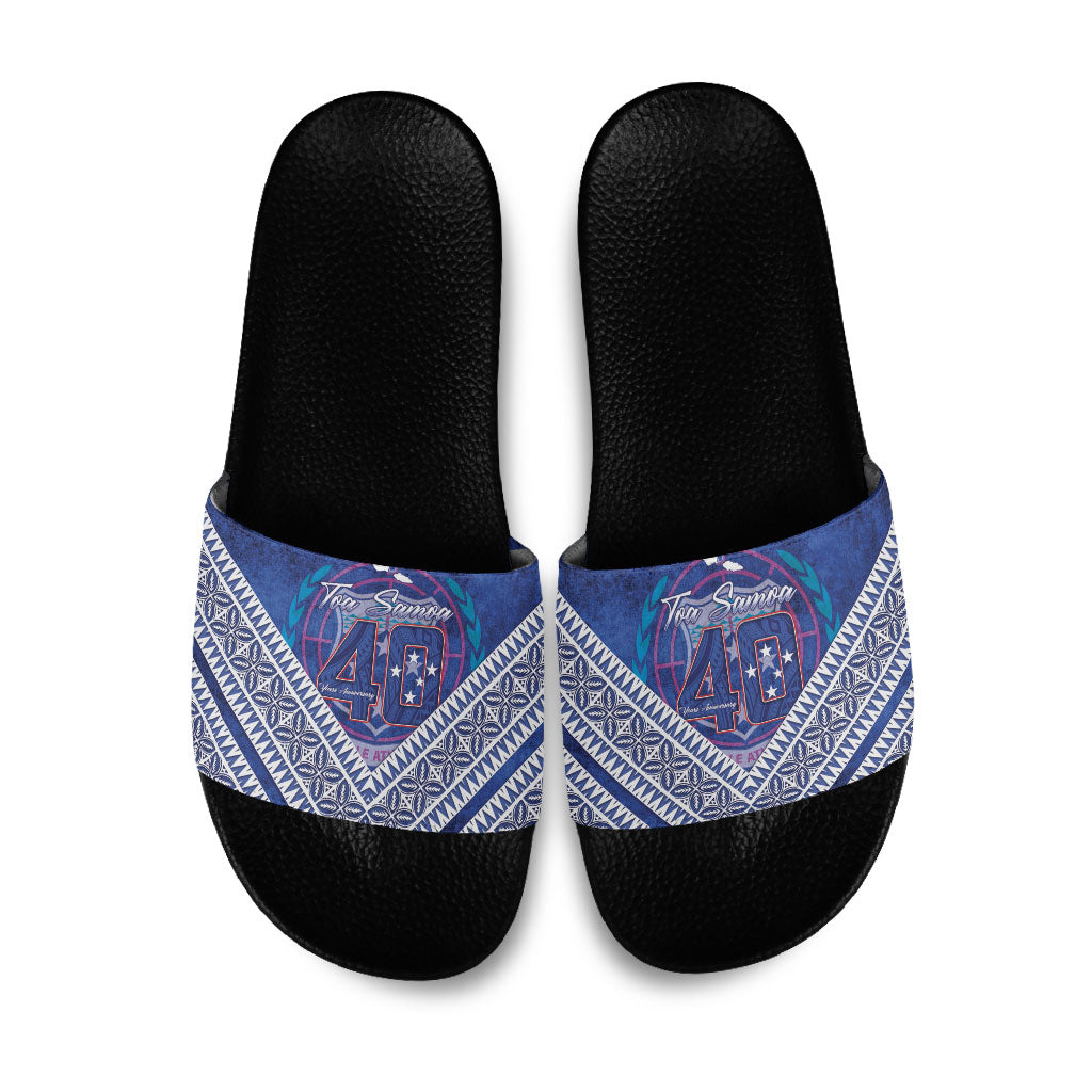 Toa Samoa Rugby Slide Sandals 40th Anniversary Samoan Siapo Pattern