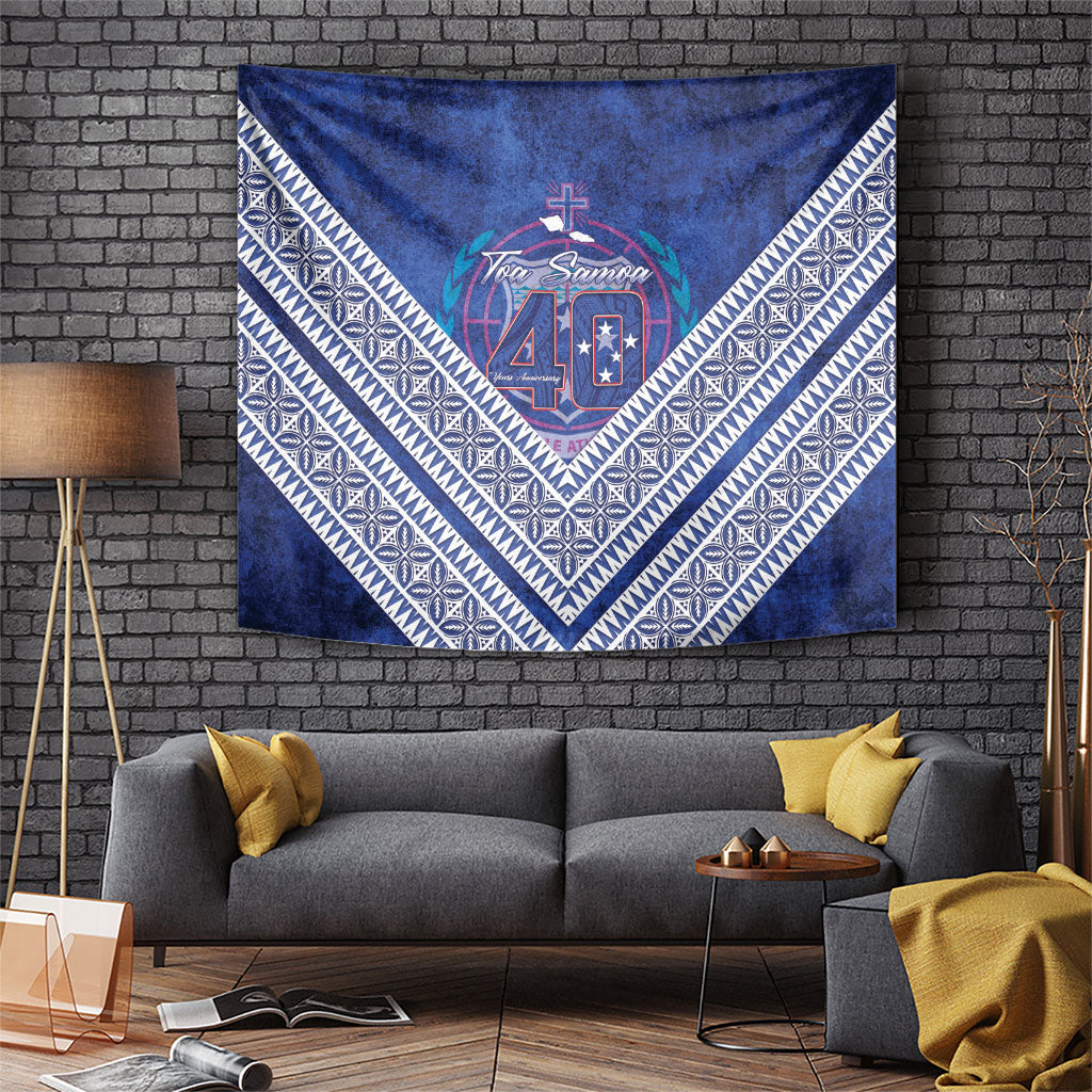 Toa Samoa Rugby Tapestry 40th Anniversary Samoan Siapo Pattern