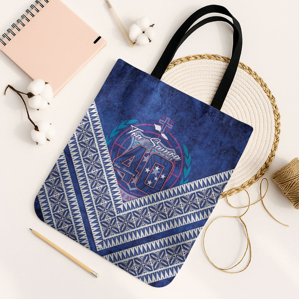 Toa Samoa Rugby Tote Bag 40th Anniversary Samoan Siapo Pattern