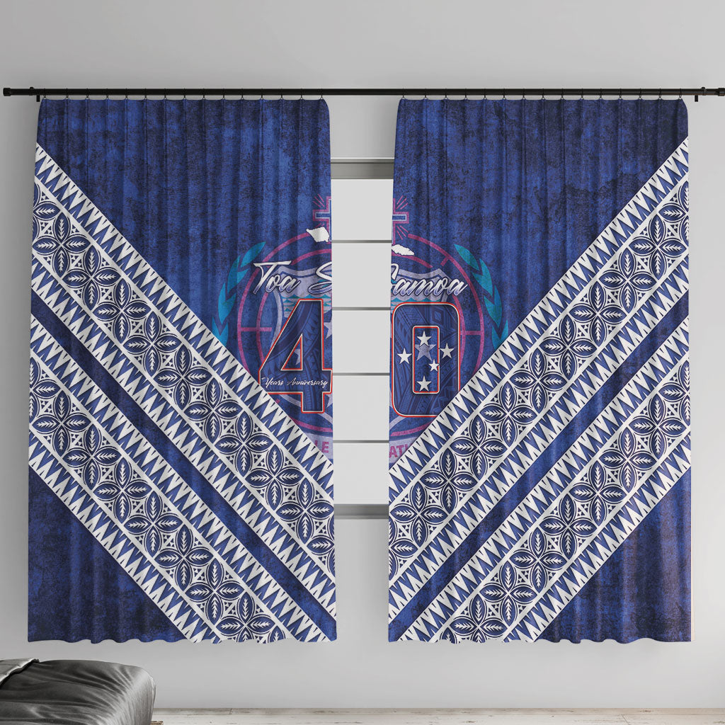 Toa Samoa Rugby Window Curtain 40th Anniversary Samoan Siapo Pattern