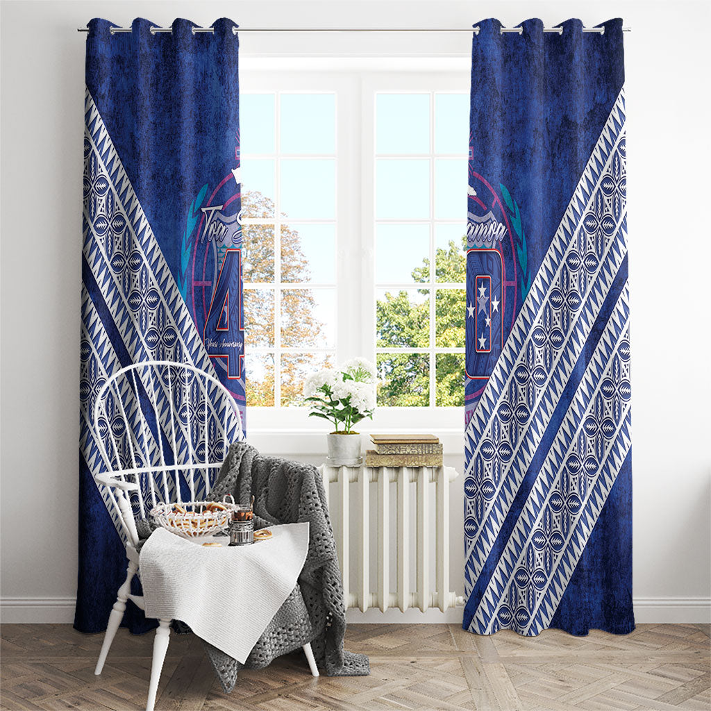 Toa Samoa Rugby Window Curtain 40th Anniversary Samoan Siapo Pattern LT14 - Polynesian Pride