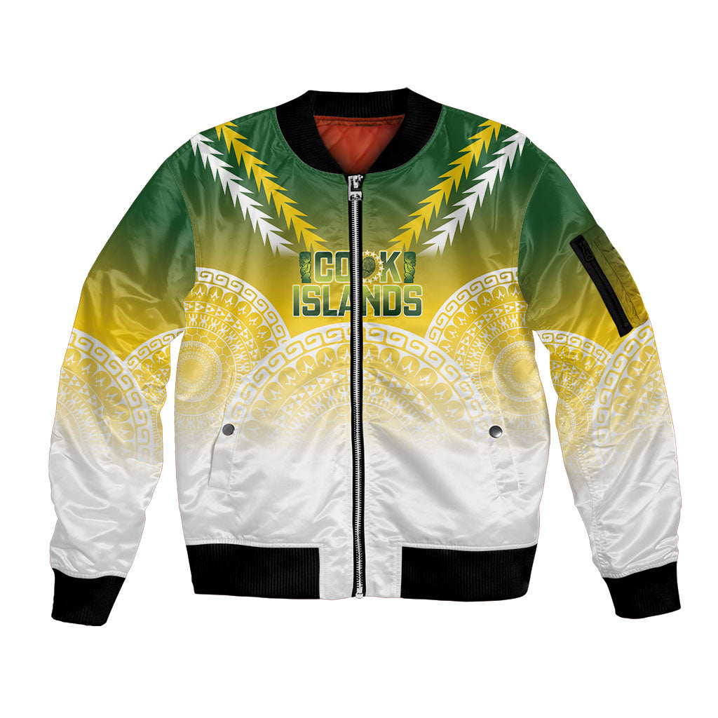 Cook Islands Rugby Custom Sleeve Zip Bomber Jacket Come On Kukis LT14 Unisex Multicolor - Polynesian Pride