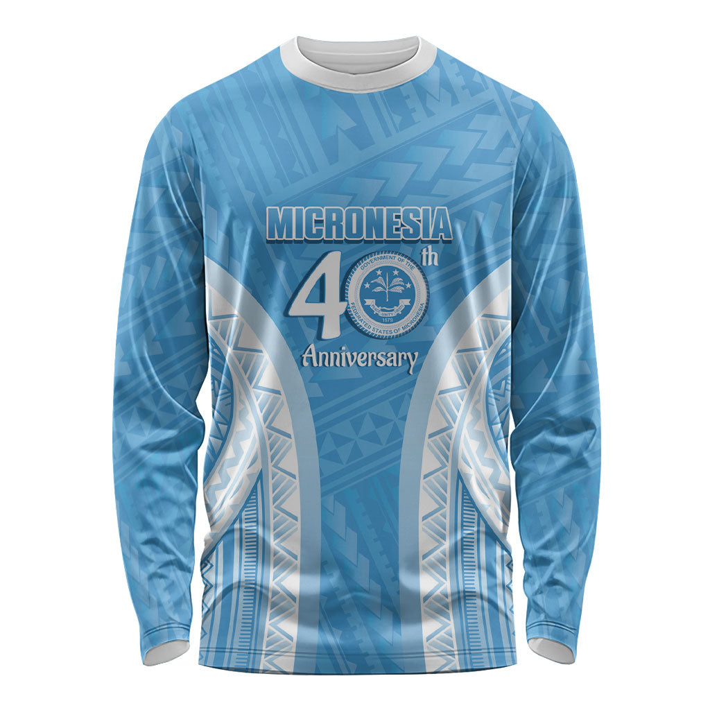 Federated States of Micronesia Independence Day Long Sleeve Shirt FSM 40th Anniversary Proud LT14 Unisex Blue - Polynesian Pride