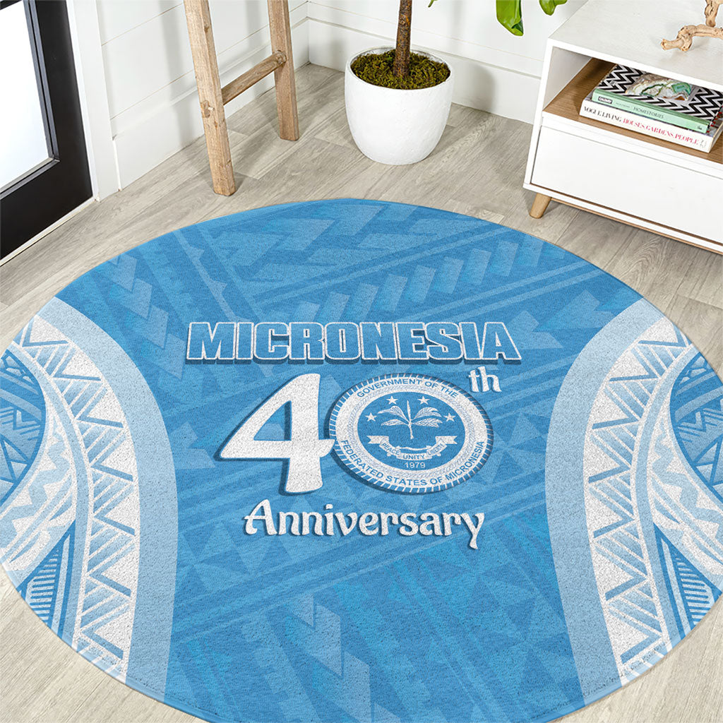 Federated States of Micronesia Independence Day Round Carpet FSM 40th Anniversary Proud LT14 Blue - Polynesian Pride