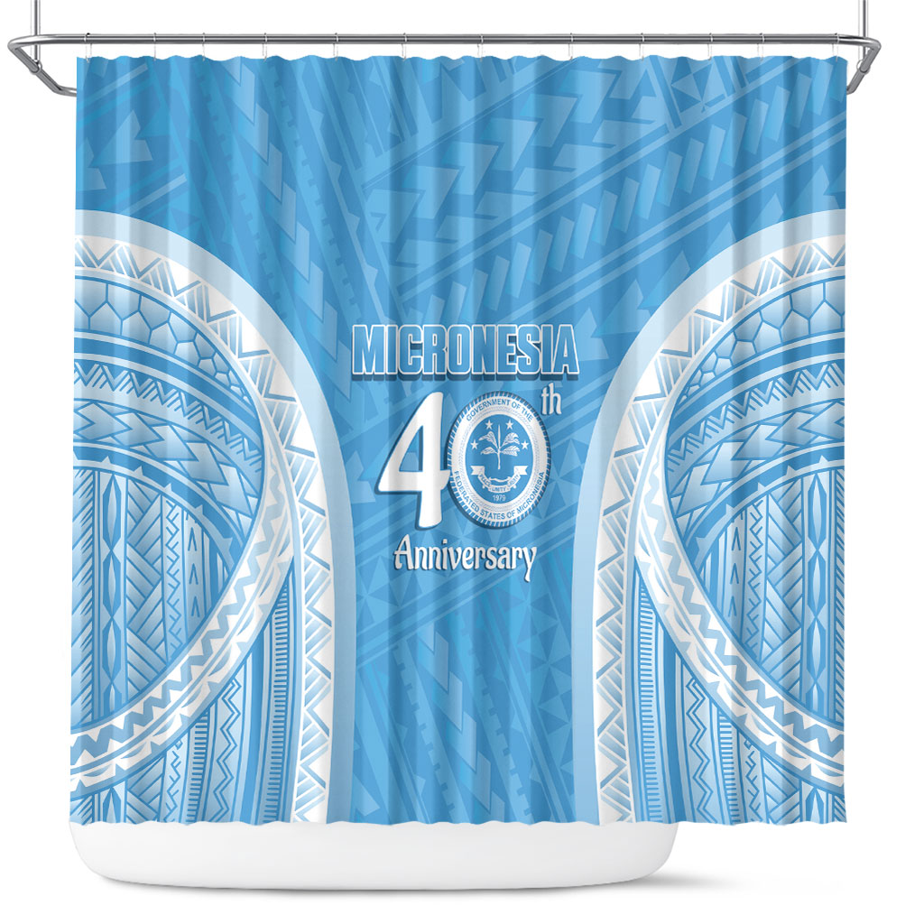 Federated States of Micronesia Independence Day Shower Curtain FSM 40th Anniversary Proud LT14 Blue - Polynesian Pride