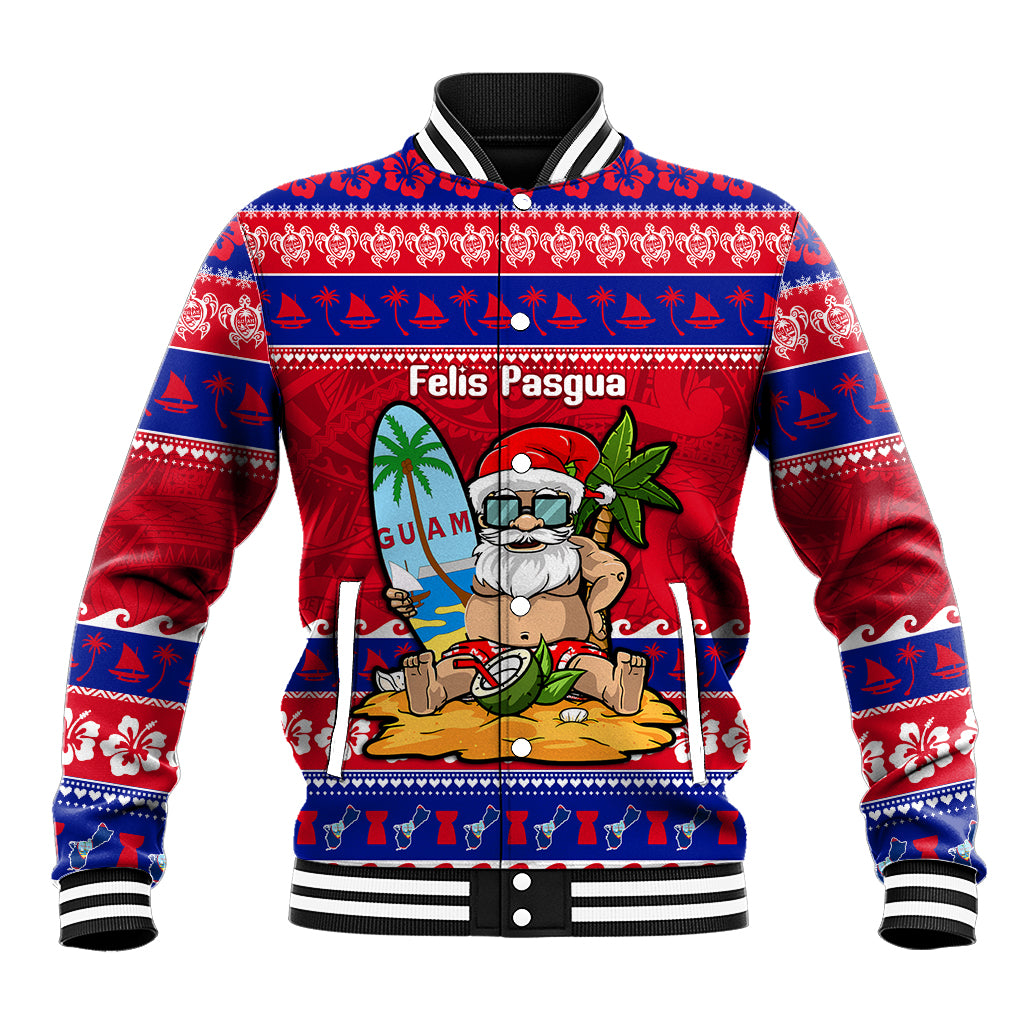 Custom Guam Christmas Baseball Jacket Guaman Santas Felis Pasgua LT14 Unisex Blue - Polynesian Pride