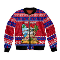 Custom Guam Christmas Bomber Jacket Guaman Santas Felis Pasgua LT14 Unisex Blue - Polynesian Pride