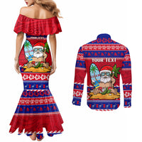 Custom Guam Christmas Couples Matching Mermaid Dress and Long Sleeve Button Shirt Guaman Santas Felis Pasgua LT14 - Polynesian Pride