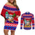 Custom Guam Christmas Couples Matching Off Shoulder Short Dress and Long Sleeve Button Shirt Guaman Santas Felis Pasgua LT14 Blue - Polynesian Pride