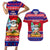 Custom Guam Christmas Couples Matching Short Sleeve Bodycon Dress and Hawaiian Shirt Guaman Santas Felis Pasgua LT14 Blue - Polynesian Pride