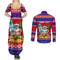Custom Guam Christmas Couples Matching Summer Maxi Dress and Long Sleeve Button Shirt Guaman Santas Felis Pasgua LT14 - Polynesian Pride