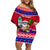 Custom Guam Christmas Family Matching Off Shoulder Short Dress and Hawaiian Shirt Guaman Santas Felis Pasgua LT14 Mom's Dress Blue - Polynesian Pride