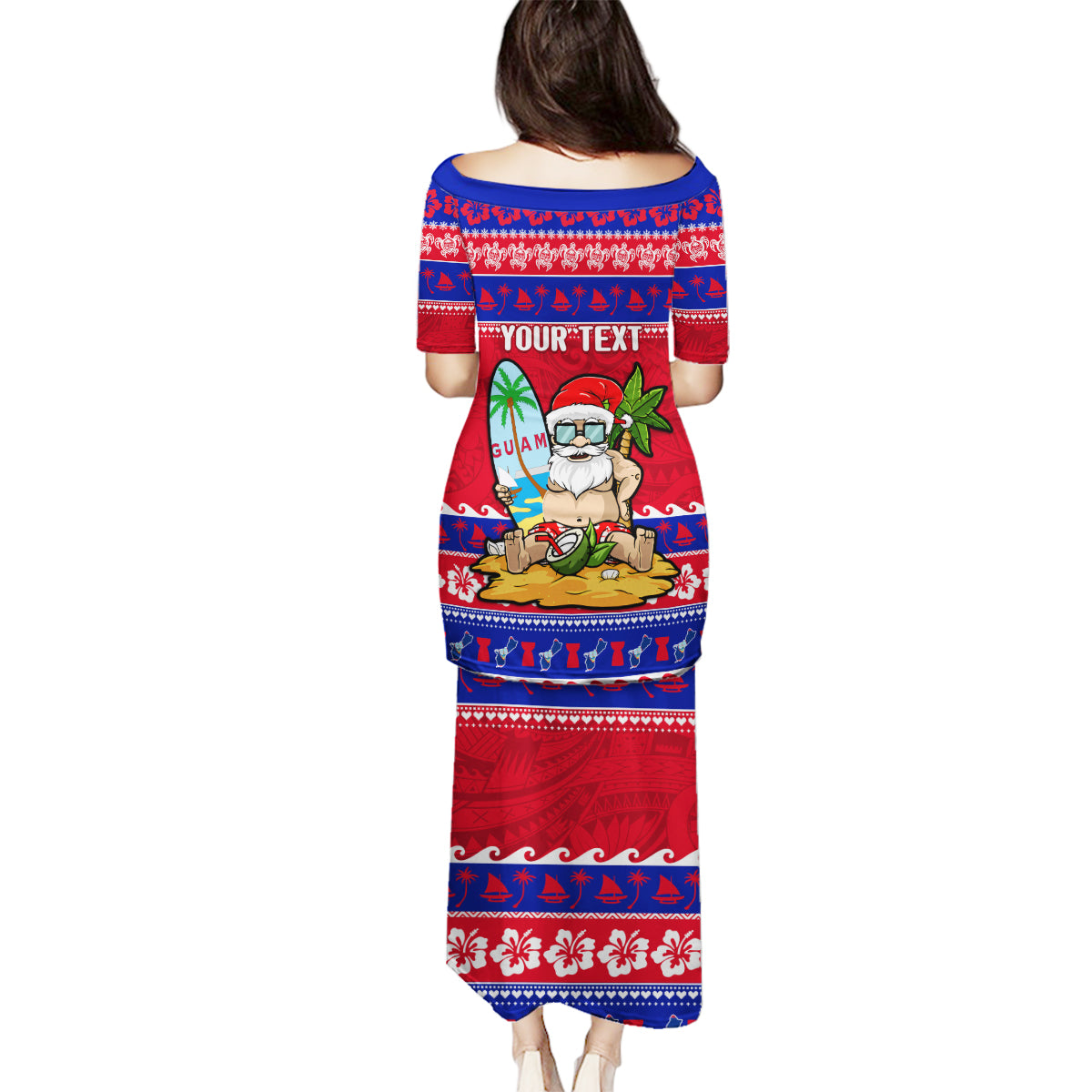 Custom Guam Christmas Family Matching Puletasi Dress and Hawaiian Shirt Guaman Santas Felis Pasgua LT14 - Polynesian Pride