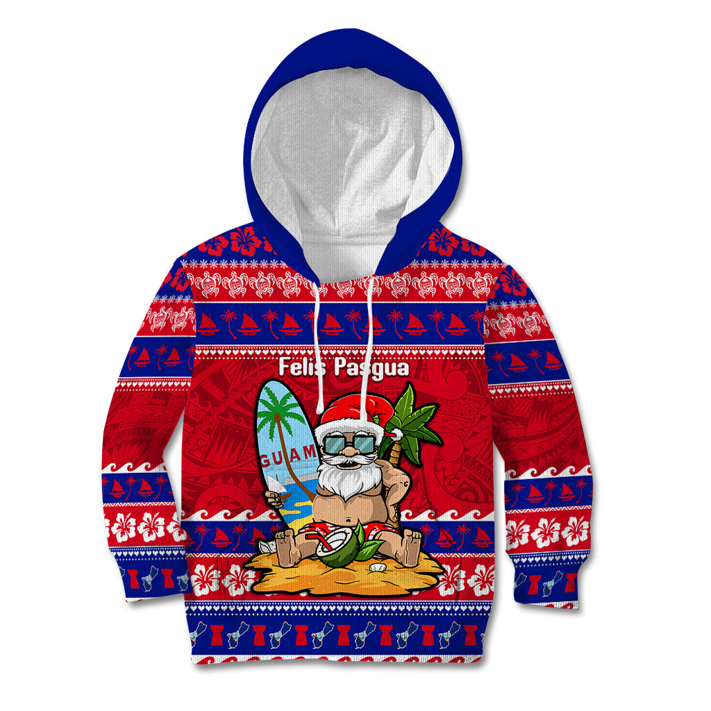 Custom Guam Christmas Kid Hoodie Guaman Santas Felis Pasgua LT14 Blue - Polynesian Pride