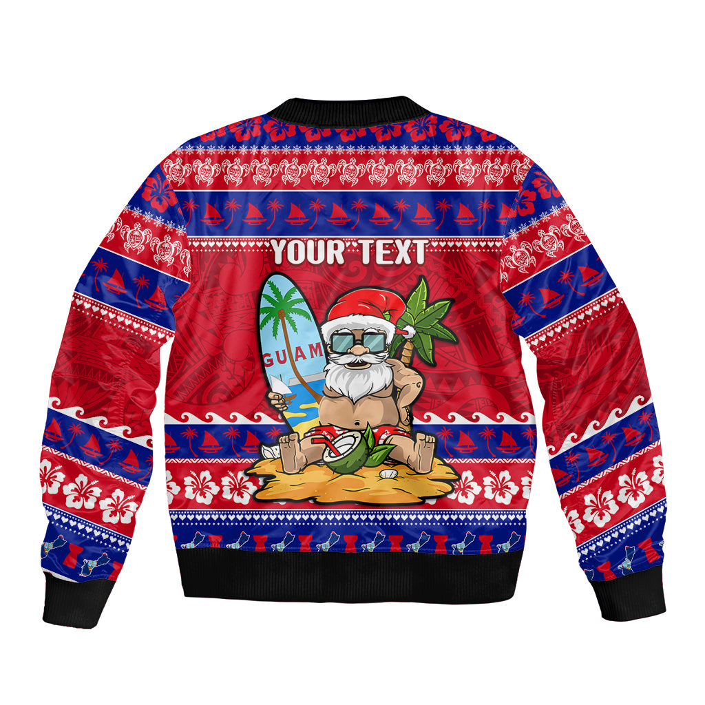 Custom Guam Christmas Sleeve Zip Bomber Jacket Guaman Santas Felis Pasgua LT14 - Polynesian Pride