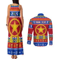 Custom Philippines Christmas Couples Matching Tank Maxi Dress and Long Sleeve Button Shirt Filipino Parol Maligayang Pasko LT14 - Polynesian Pride