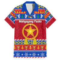 Custom Philippines Christmas Family Matching Tank Maxi Dress and Hawaiian Shirt Filipino Parol Maligayang Pasko LT14 Dad's Shirt - Short Sleeve Blue - Polynesian Pride