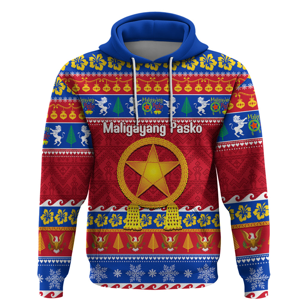 Custom Philippines Christmas Hoodie Filipino Parol Maligayang Pasko LT14 Pullover Hoodie Blue - Polynesian Pride