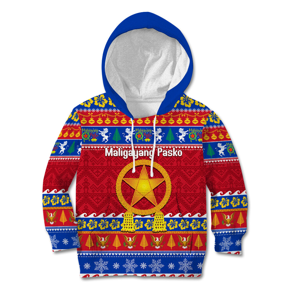 Custom Philippines Christmas Kid Hoodie Filipino Parol Maligayang Pasko LT14 Blue - Polynesian Pride