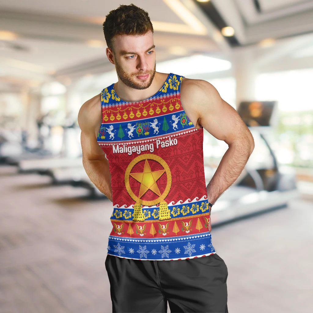 Custom Philippines Christmas Men Tank Top Filipino Parol Maligayang Pasko LT14 Blue - Polynesian Pride