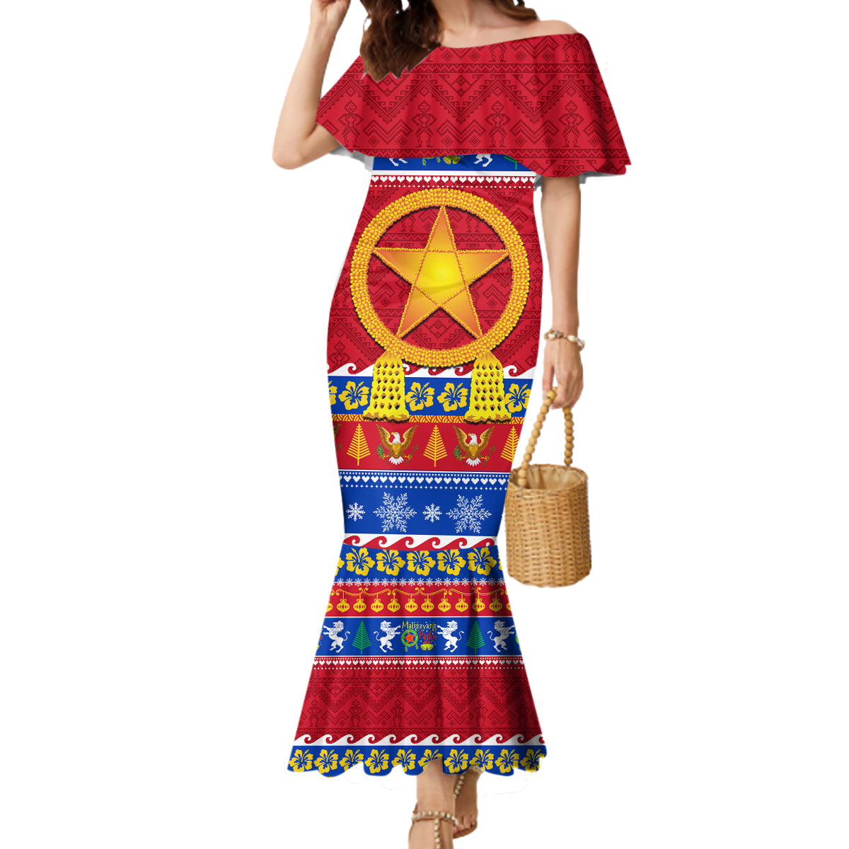 Custom Philippines Christmas Mermaid Dress Filipino Parol Maligayang Pasko LT14 Women Blue - Polynesian Pride