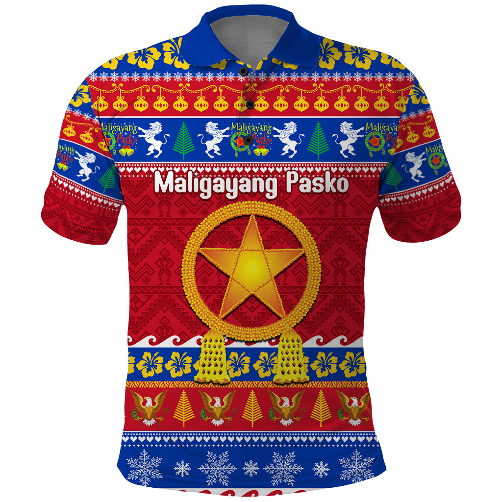 Custom Philippines Christmas Polo Shirt Filipino Parol Maligayang Pasko LT14 Blue - Polynesian Pride