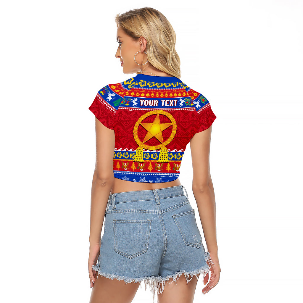 Custom Philippines Christmas Raglan Cropped T Shirt Filipino Parol Maligayang Pasko LT14 - Polynesian Pride