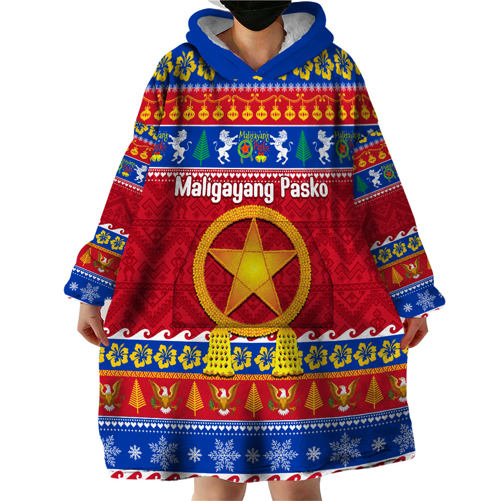 Custom Philippines Christmas Wearable Blanket Hoodie Filipino Parol Maligayang Pasko LT14 - Polynesian Pride