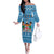 Custom Fiji Christmas Family Matching Off Shoulder Long Sleeve Dress and Hawaiian Shirt Fijian Tapa Marau na Kerisimasi LT14 Mom's Dress Blue - Polynesian Pride