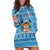 Custom Fiji Christmas Hoodie Dress Fijian Tapa Marau na Kerisimasi LT14 Blue - Polynesian Pride