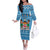 Custom Fiji Christmas Off The Shoulder Long Sleeve Dress Fijian Tapa Marau na Kerisimasi LT14 Women Blue - Polynesian Pride